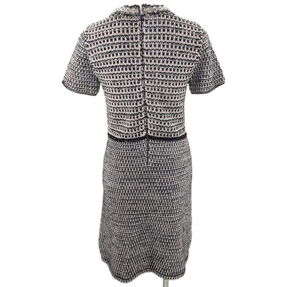 Tory Burch Black White Metallic Tweed Knit Embellished Jewel Dress Small - Picture 4 of 7